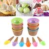 Color Cute Ice Cream Bowl Spoons Sets Double Layered Reusable Ice Cream Cup Ice Cream Mold For Summer Children Gift