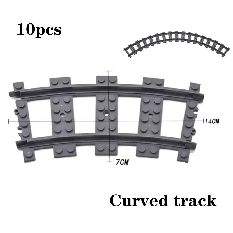 City Train Parts Tracks Train Station Bricks Railway Buffer Stop Model Rails Straight Curved Railways Building Blocks MOC Toys