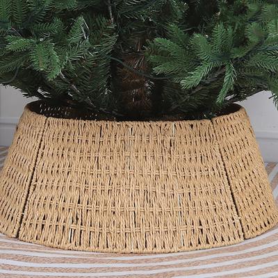 Rustikaler Weihnachtsbaumkragen, 28 Zoll, gewebter Weidenbaumständer, Abdeckung für künstliche Weihnachtsdekoration, Ringrock, Korb für Baum, natürlich und stabil