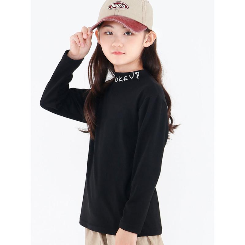 Girls' Half Turtleneck Base Shirt Autumn Winter Children's Long Sleeve Mid-High Neck Inner Top A-Class Big Kids Warm Top