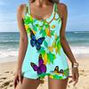 Women's Swimwear Tankini 2 Piece Swimsuit Butterfly Flowers  Pattern Vacation Bathing Suits