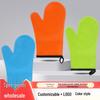 In Stock Double-Layer Silicone Kitchen Oven Glove with Cotton Edging