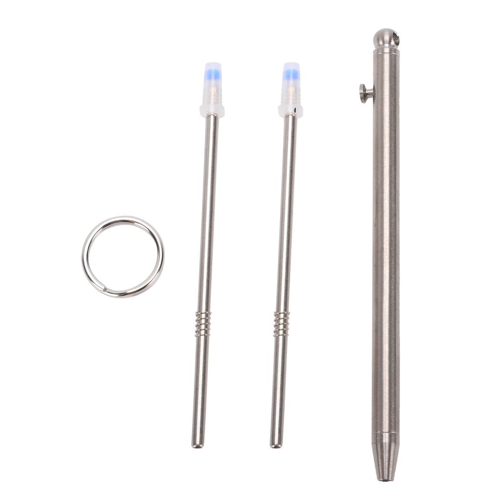 Mini Keychain Pen 0.5mm Tip Ti Alloy Portable Writing Ballpoint Pen with Black Refills