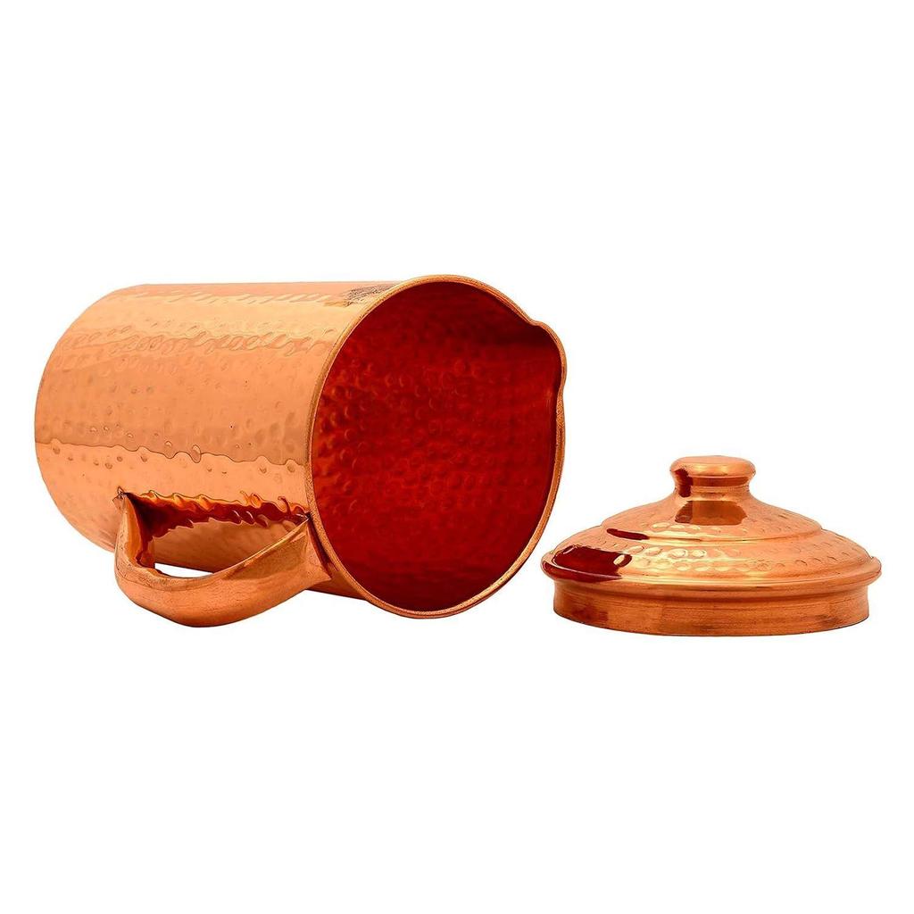 Urcior cu ciocan din cupru pur cu capac 1500 ML - Stocare Apa Serviciu Acasă Hotel Restaurant Beneficiu Yoga Ayurveda