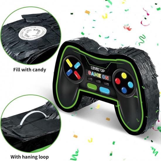 Paquete de Piñata de Controlador de Videojuego Zonon Set de Piñata de Controlador de Fiesta Gaming con Antifaz y Bate Suministros para Fiesta de Cumpleaños Gamer Juego para Gaming