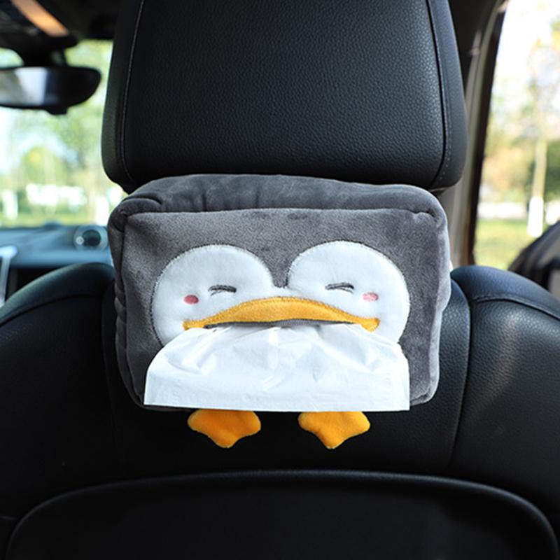 Cartoon Tissue Box Holder Cute Short Plush Tissue Boxes Bracket Auto Armrest Box Car Seat Back Car Decorations Car Tissue Holder