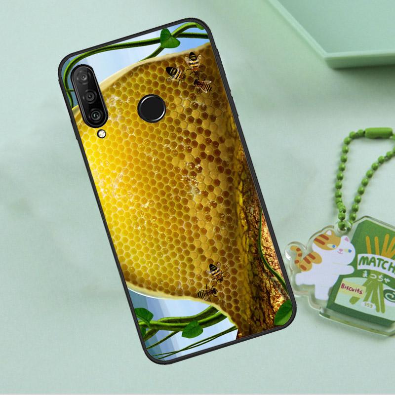 Golden Honeycomb Honey Bee For Huawei Nova 12i 12s 7i 8i 11i 9 10 SE Y90 Y60 Y70 Y72 Y61 Y91 P30 P40 Lite P60 Pro Case
