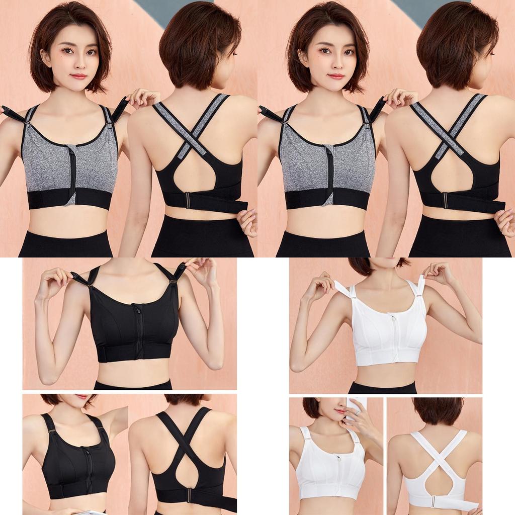 Soutien-gorge de sport rembourré sans coutures pour femme à impact élevé avec fermeture éclair sur le devant et bretelles réglables