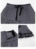 Women's Plus Size Grey Polka Dot Knit Wool A-Line Pleated Short Skirt with High Waist