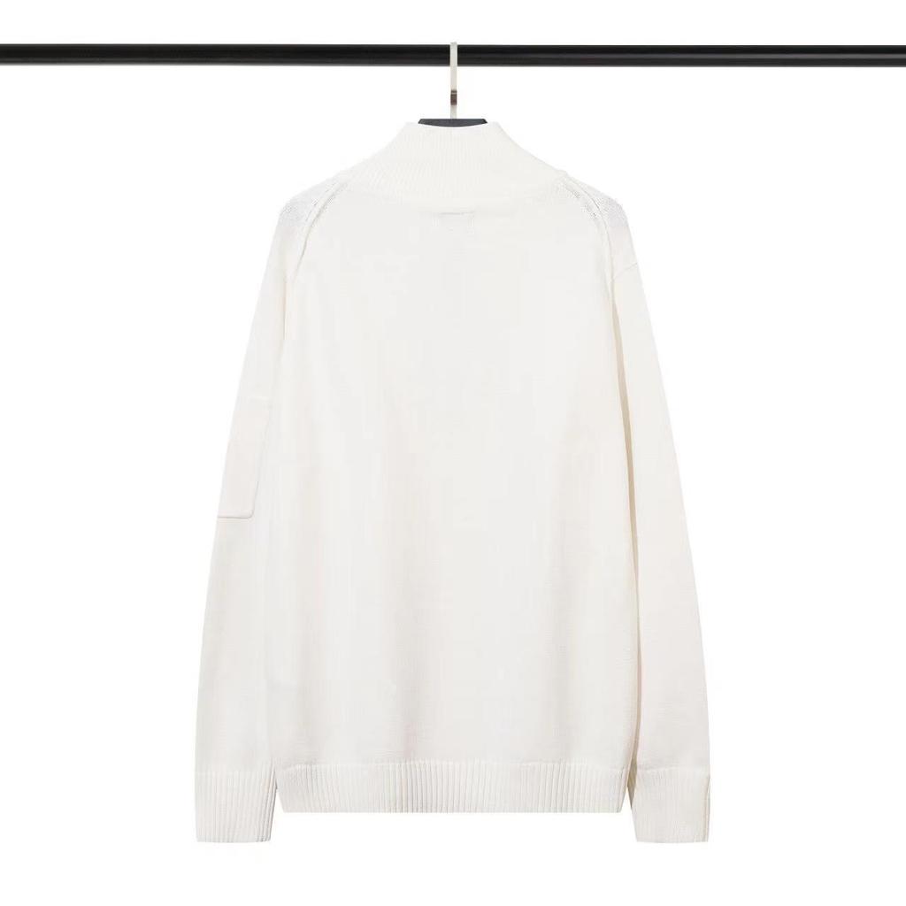 CPCOMPA Autumn/Winter Patchwork Stand Collar Half-Zip Wool Pullover Sweater, British Style