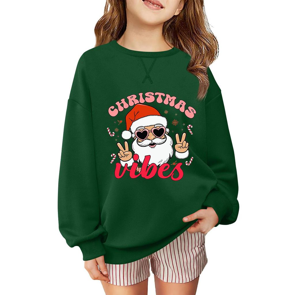 Children's Fashionable Casual Long-sleeved Loose Christmas Print Pullover Sweatshirt