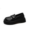 Black Small Leather Shoes Women's 2025 Spring and Summer New Versatile Skirt Student Platform Heightening British Style Loafers