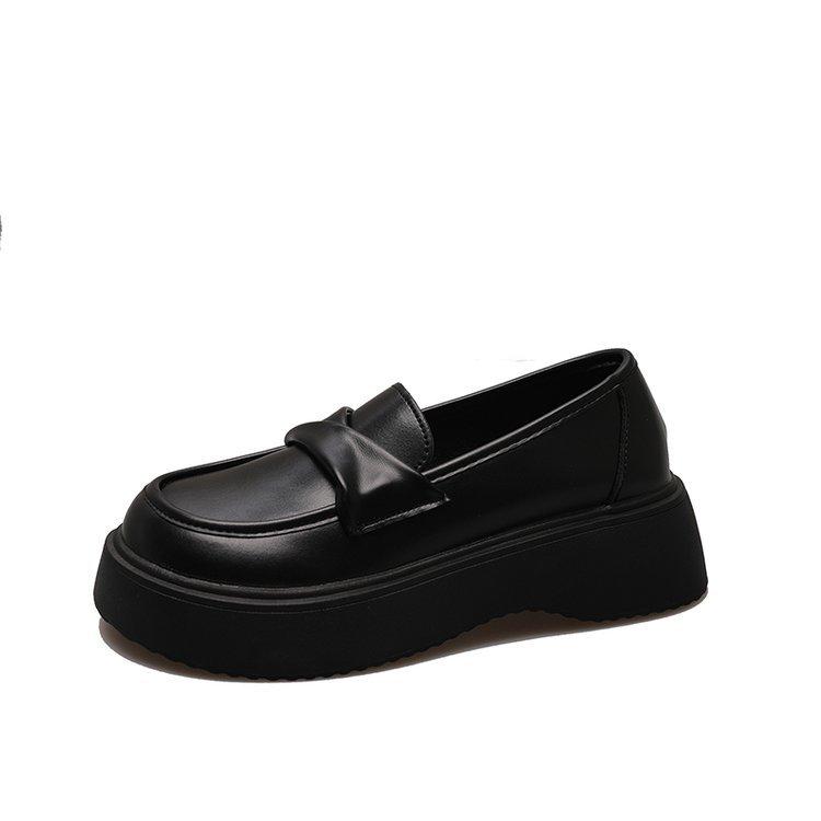 Black Small Leather Shoes Women's 2025 Spring and Summer New Versatile Skirt Student Platform Heightening British Style Loafers