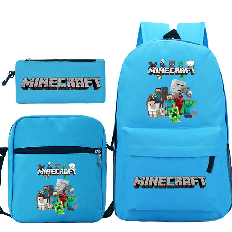 Minecraft Primary And Secondary School School Bag Children'S Backpack Backpack Shoulder Bag Pencil Case Three-Piece Set