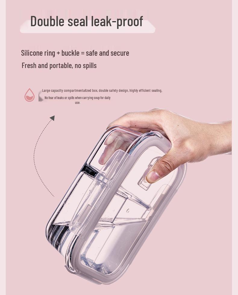 Microwave-Safe Glass Lunch Container with Lid - Portable Bento & Salad Bowl