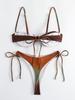 Europäischer & Amerikanischer Sexy Farbverlauf Blau Dreiteiliger Bikini mit Stahlbügel
