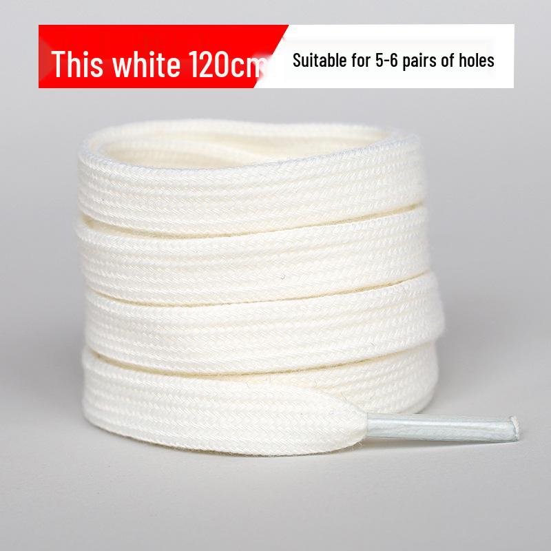 Mångsidiga platta bomullssnören för canvas-skor med snäcktå - Finns i ren vit, off-white och svart för män och kvinnor