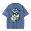 2026 Cool Eagle Uprising Graphic Print Unisex T Shirt Vintage Washed Short Sleeve Crew Neck American Streetwear Casual Tee
