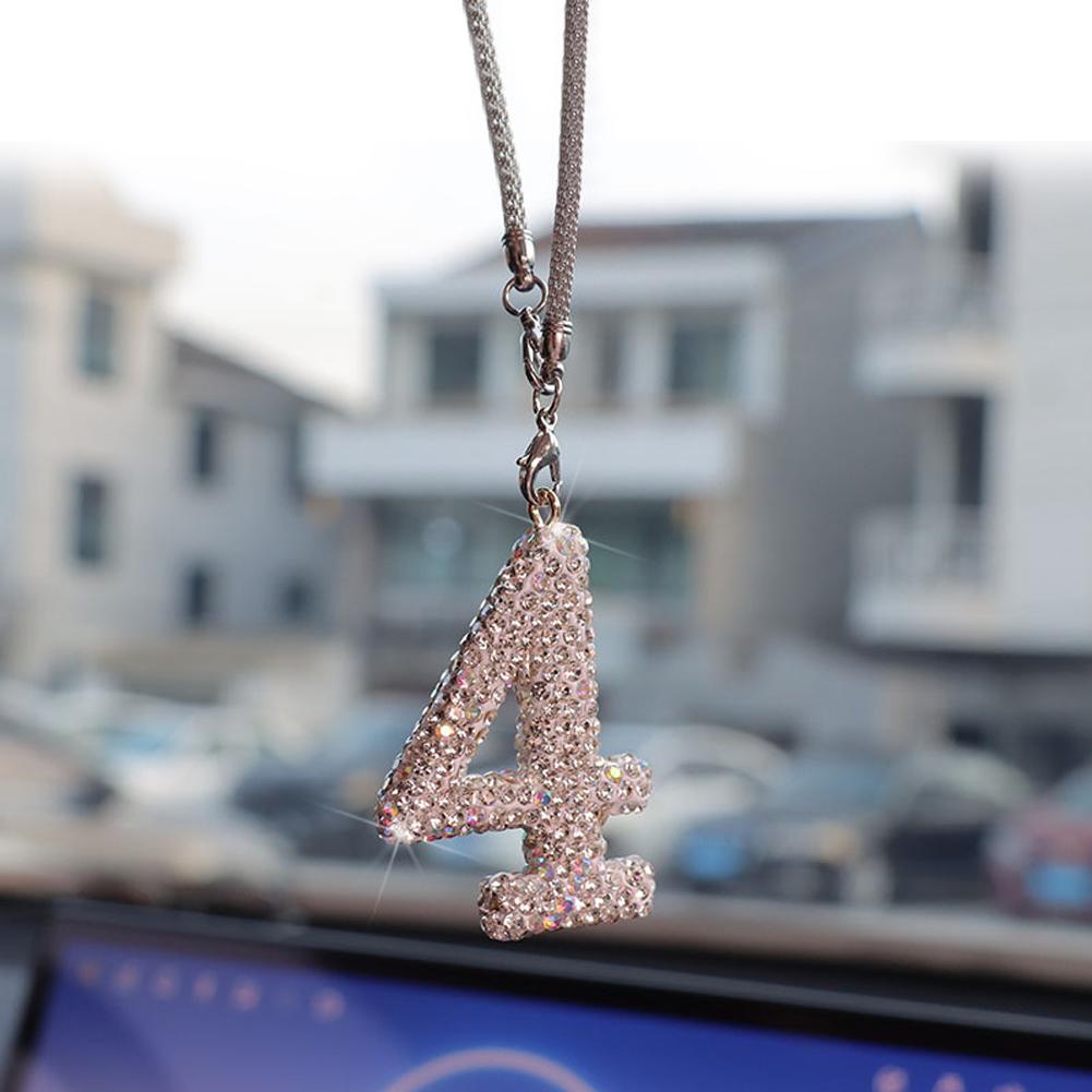 Car Pendant Interior Rearview Mirror Crystal Numbers Decoration Car Hanging Ornament Car Hanging Accessories
