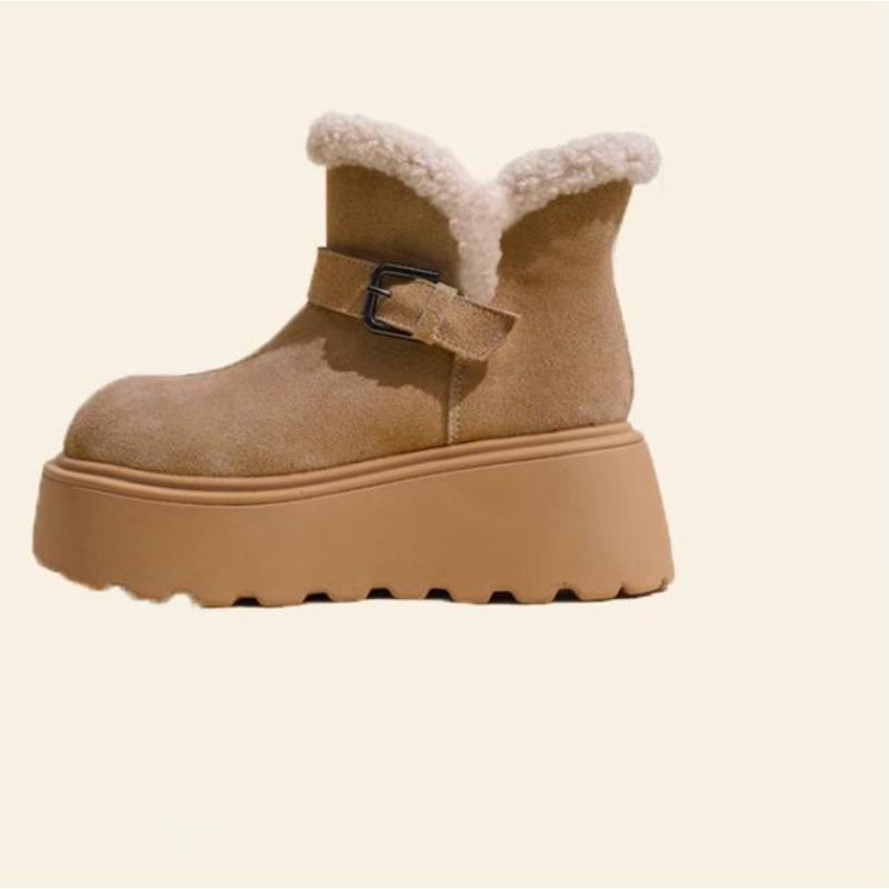 Dámské zimní robustní sněhule na platformě umělé semišové neklouzavé kotníkové boty s kožešinovou podšívkou hřejivé pohodlné vycházkové boty krátké boty pro ženy