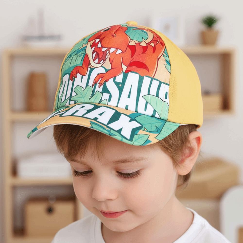 Fashion Cute Kids Dinosaur Baseball Cap Cotton Adjustable Cartoon Print Cap Breathable Sunscreen Hats Gifts