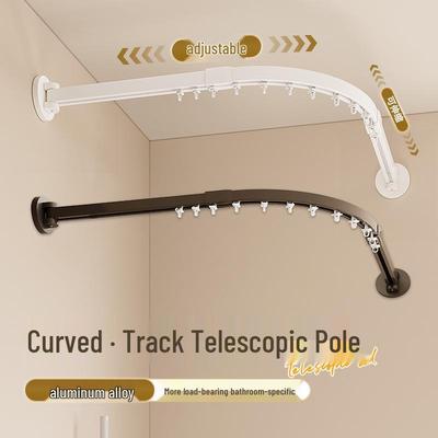 Telescopic L-Shaped Curved Shower Curtain Rod – No Drill Install