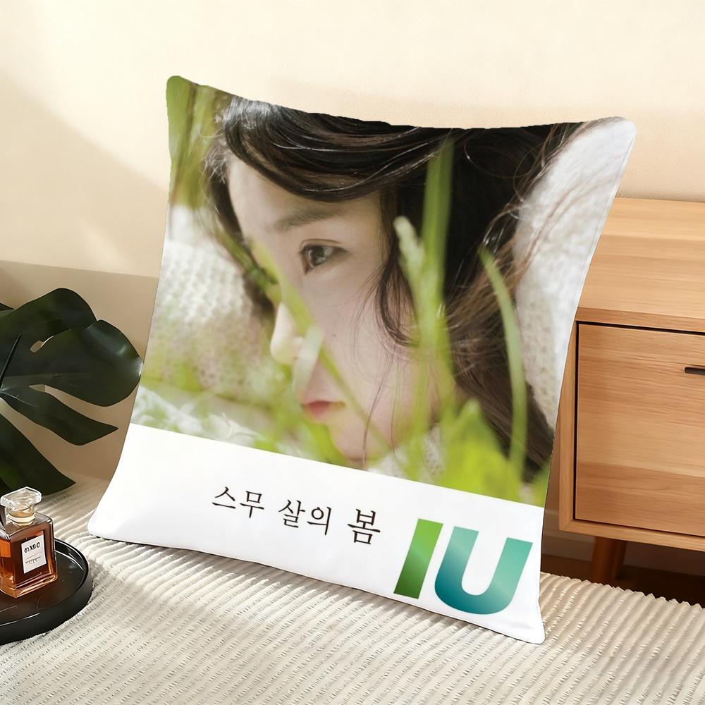 Korea Singer IU Album Cushion Cover Silky Short Plush Home Sofa Cushion Cover - Invisible Zipper Home Decoration