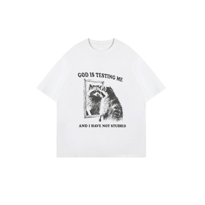 Oversized T Shirt Black Cat And Text Graphic Print For Casual Wear