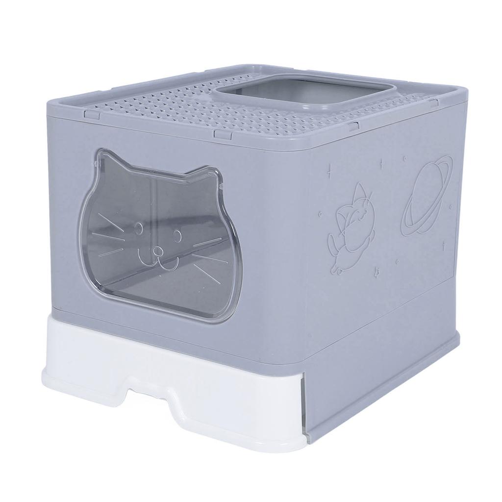Enclosed Cat Litter Box Anti Splashing Easy to Clean Odor Control Large Top Entry Foldable Kitty Litter Tray with Lid