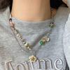 Seven-Color Heart Stone Epoxy Necklace for Women - Summer 2023 Trendy Clavicle Chain