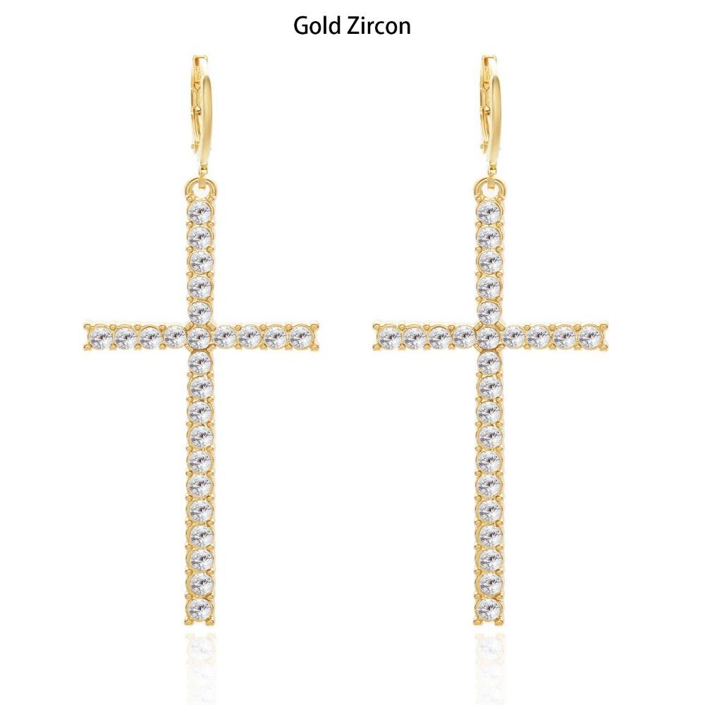 Zirkonkristall Kreuz Ohrringe Gothic Ohr Accessoire Personalisierter Kruzifix Hängeohrring Geschenk