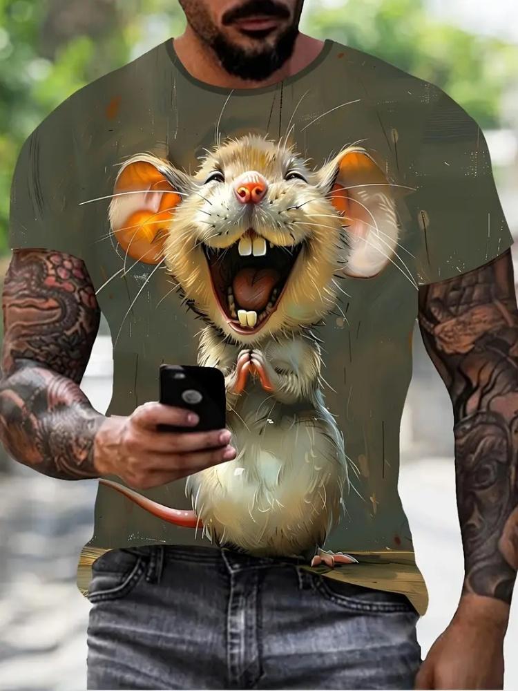 T-shirt da uomo con animali divertenti stampati in 3D Street Casual Street Casual Maglietta a maniche corte per tutti i giorni Top Estivi Girocollo Abbigliamento da uomo