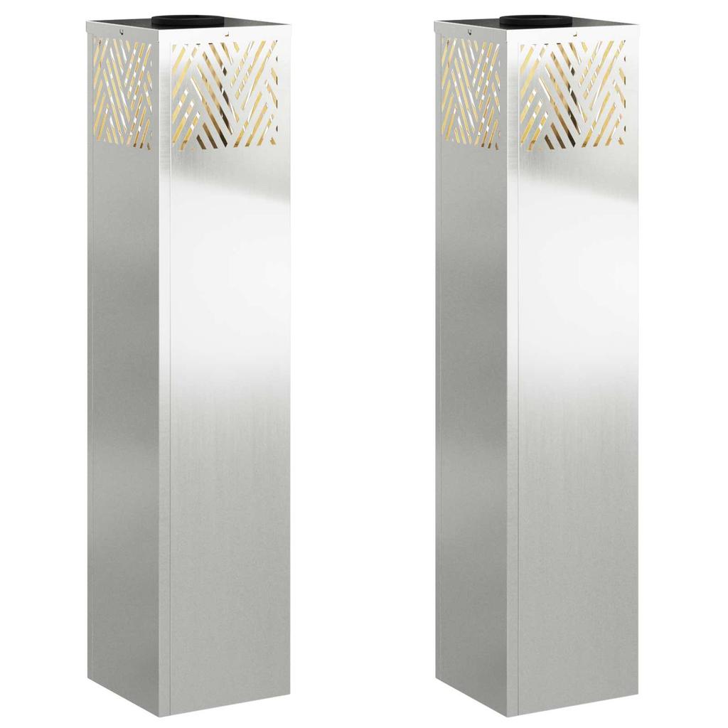 Solar LED Path Light 2 pcs Silver Galvanized