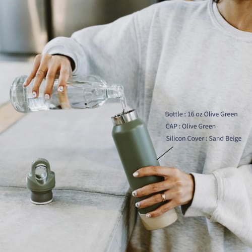 [REVOMAX Official] 16oz 473ml Carbonated Stainless Steel Bottle, Keeps Drinks Hot for 18 Hours, Cold for 36 Hours, Vacuum Insulated, Gift Idea, REVOMA