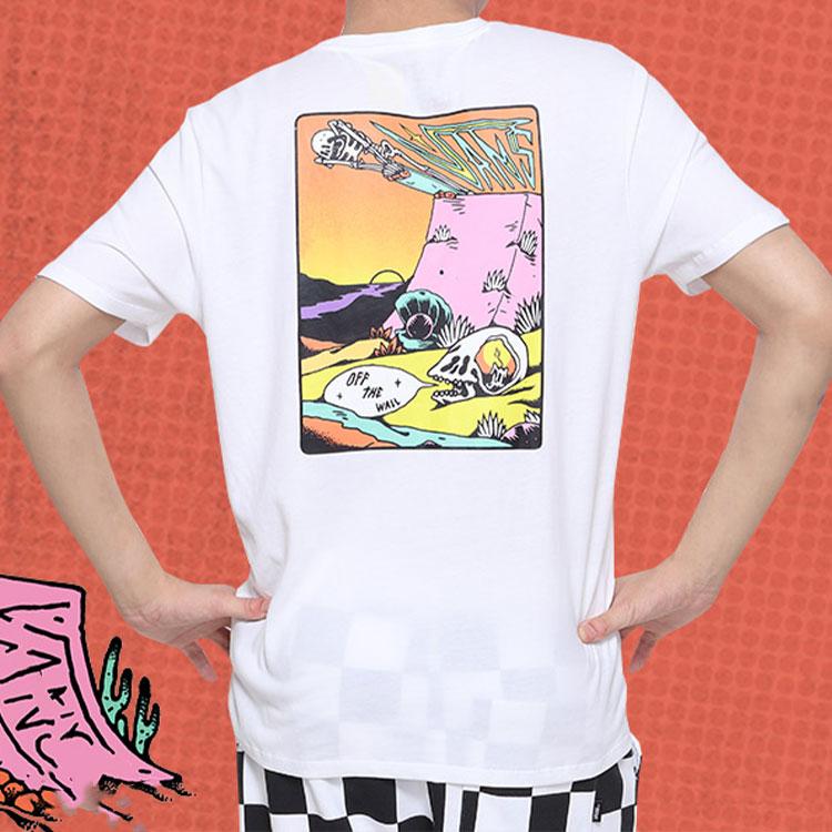 Vans Cartoon Letter Fun Print Casual Short Sleeve T-Shirt Women Tops White VN0A3ZOVWHT