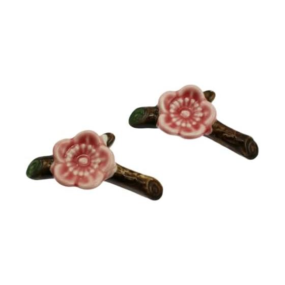 Speed Mao Plum Blossom Shaped Simple Ceramic Chopstick Rests Cutlery Set of 6 Pink