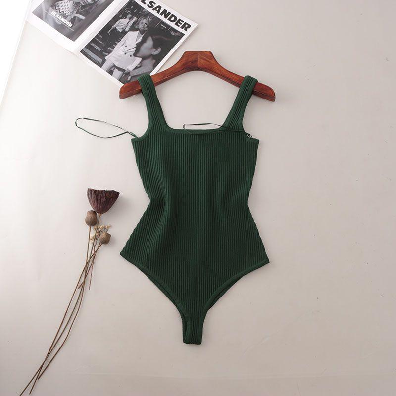 Western Style High-Fixed Rib Square Collar Pure Desire Positioning Clothing Foreign Trade Original Order Slim fit Briefs Sexy One-Piece Vest