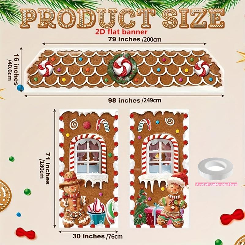 

Christmas Gingerbread Man Banner Couplet Christmas Decor for Home 2025 Door Cover Xmas Ornament Navidad Natal New Year Gift 2026
