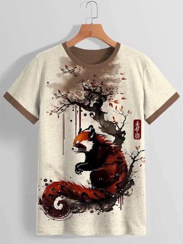 Herren Japanische Ukiyo-E Bedruckte T-Shirts Kurzarm Tees Tops 3D-Druck O-Ausschnitt Shirt Sommer Lässig Herrenbekleidung