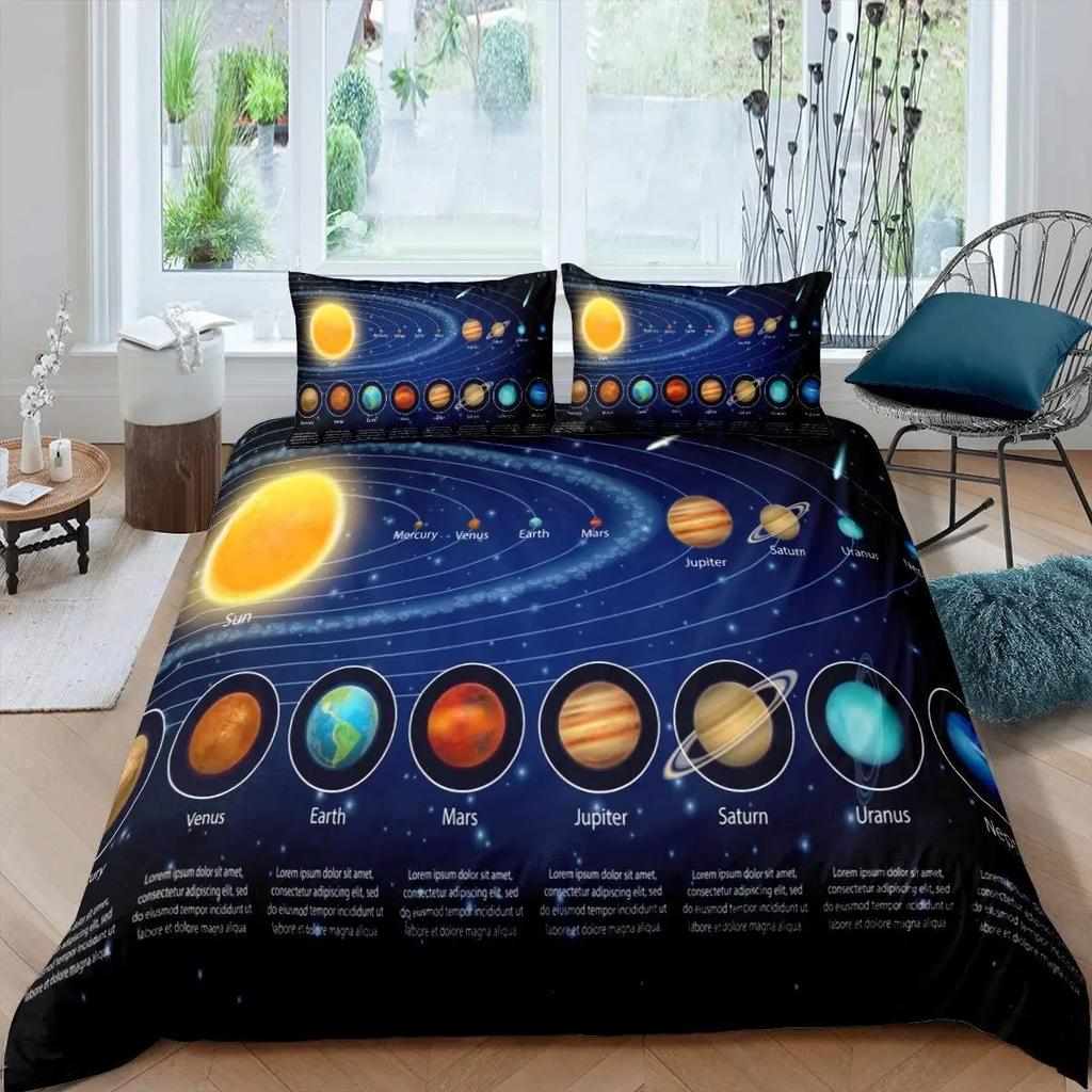 Planetary Soft Duvet Cover Set for Adult Peoples,Tens,Premium 3D Printed Mysterious Earth Planetary Beding Sets Warm Comforter Cover Ful Sized
