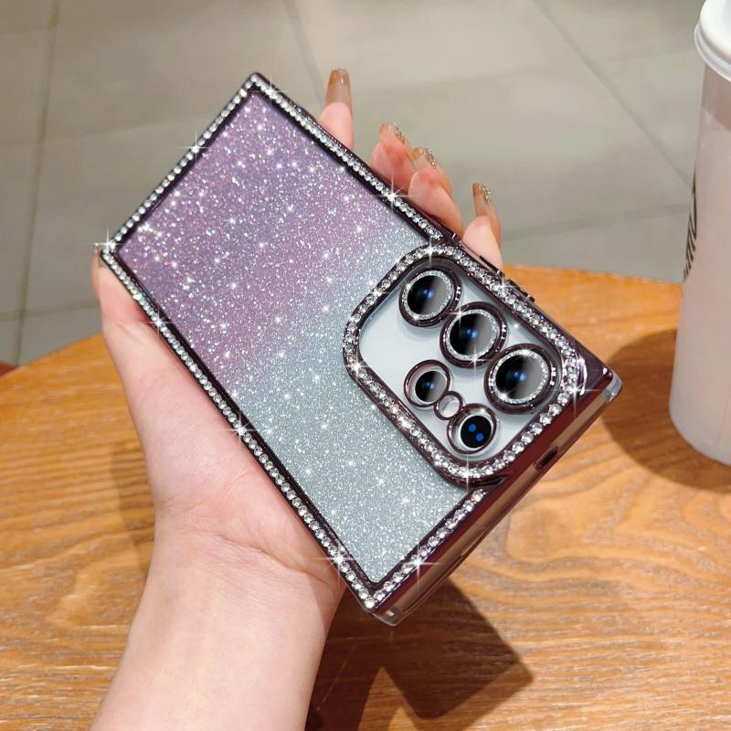 Luxury Plating Flash Diamond Glitter Bling Case For Samsung Galaxy S25 S24 Plus Ultra Soft Silicone Shockproof Proteciton Cover