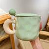 Creamy Style High Value Mug with Lid Spoon for Girls Birthday Gifts Large Capacity Water Cup Office Ceramic Cup