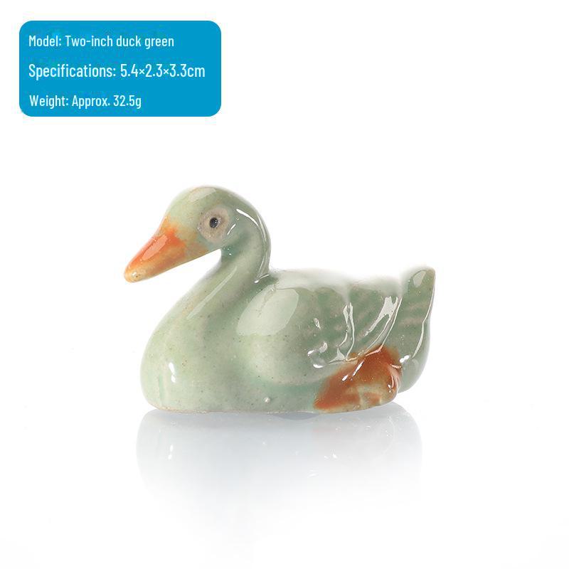 Ceramic Animal Ornaments for Aquarium Landscaping - Includes Duck, Cow, Crane, and Mandarin Duck.