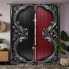 2pcs HD Digital Print Curtains – Classic Black & Red Design for Living Room   Bedroom & Study Room Decor