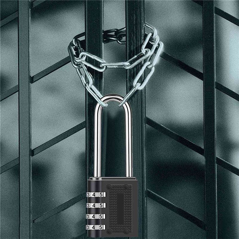 A84E-6 Pack Outdoor Combination Padlock Long Shackle Lock 6.5Cm Shackle Waterproof 4 Digit Resettable Combination Lock