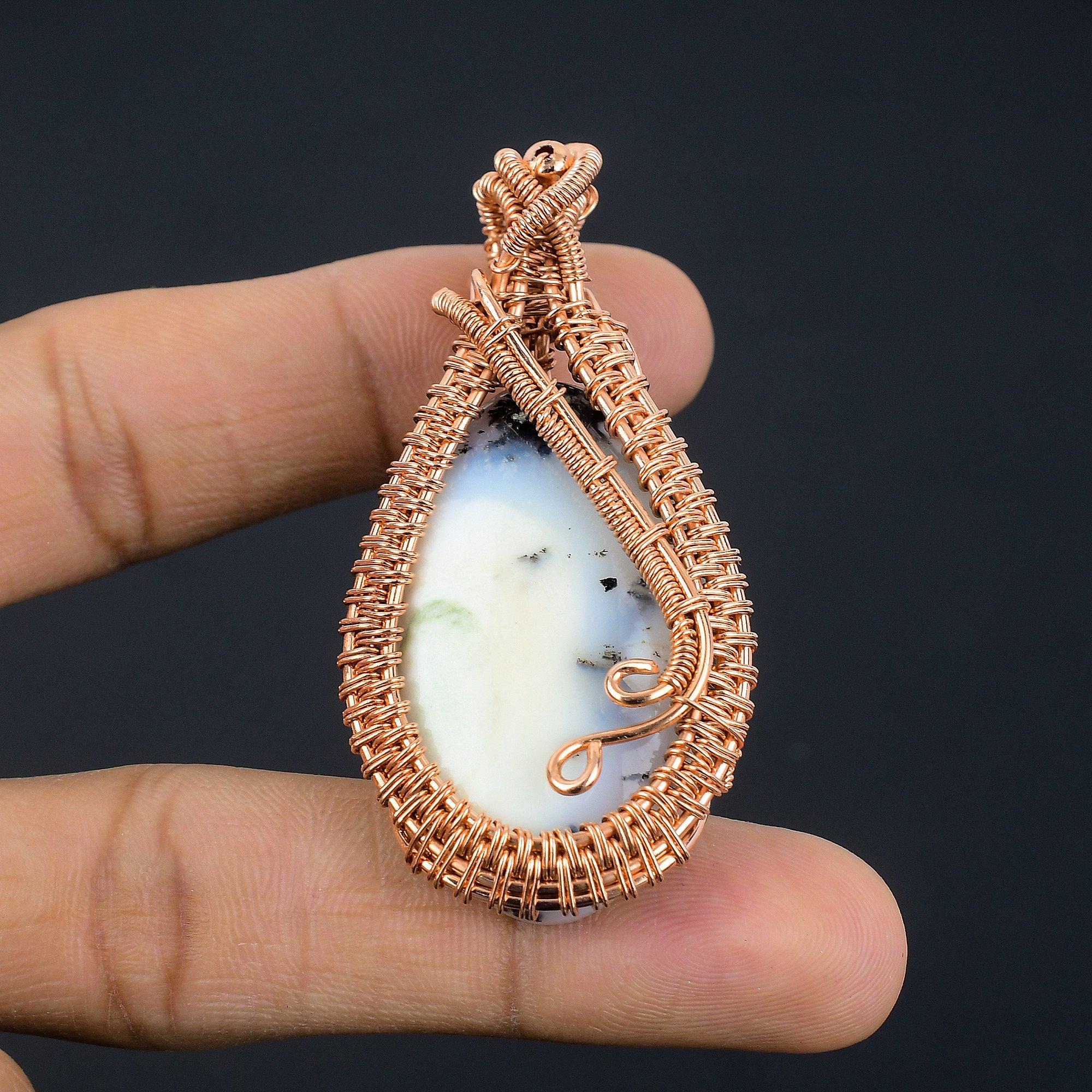 

Dendrite Opal 999 Copper Wire Wrapped Pendant, Handmade Gemstone Jewelry Pendant Gift For Birthday 2.55
