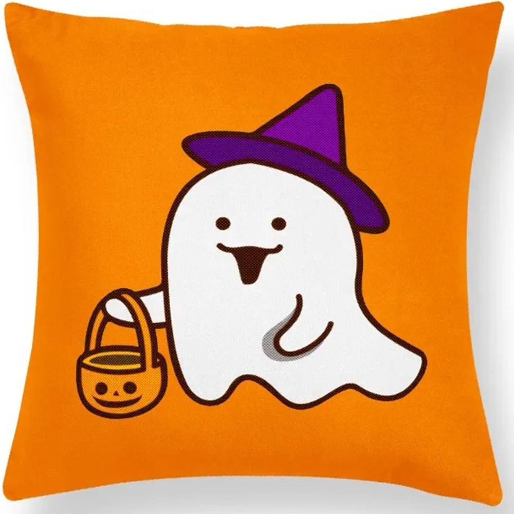 Halloween Dekorativt Kuddfodral Sött Spöke Pumpa Kattmönster Kuddfodral Lämpligt för Hem Vardagsrum Soffa Rum