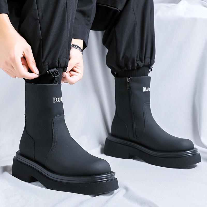 Winter Chelsea Zigarettenstiefel Herren Plateau Ritter Lokomotivstiefel Britischer Samt Martin Stiefel 5030-R