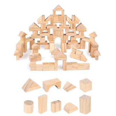100 Stücke Premium Holz Bausteine ​​Set Spielzeug Kinder Holz Regenbogen Holz Burg Blöcke Kit