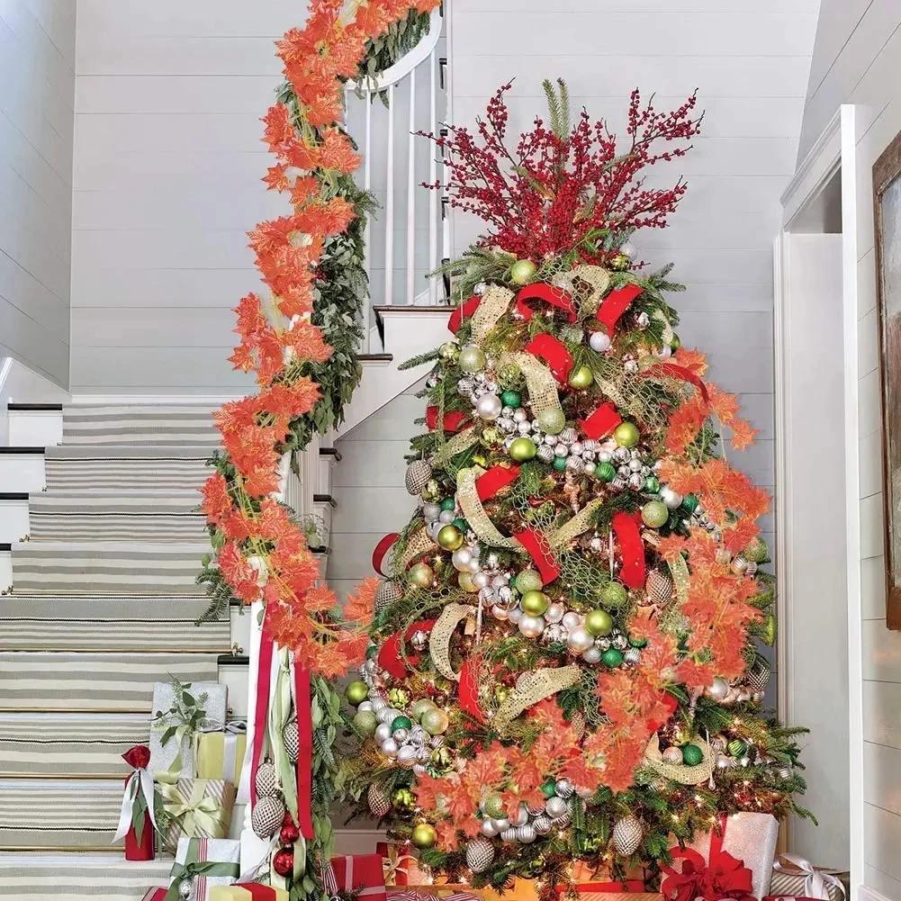 230cm Artificial Maple Leaves Garland Fall Leaf Hanging Vine Plants Autumn Fake Maple Foliage Christmas Thanksgiving Decoration